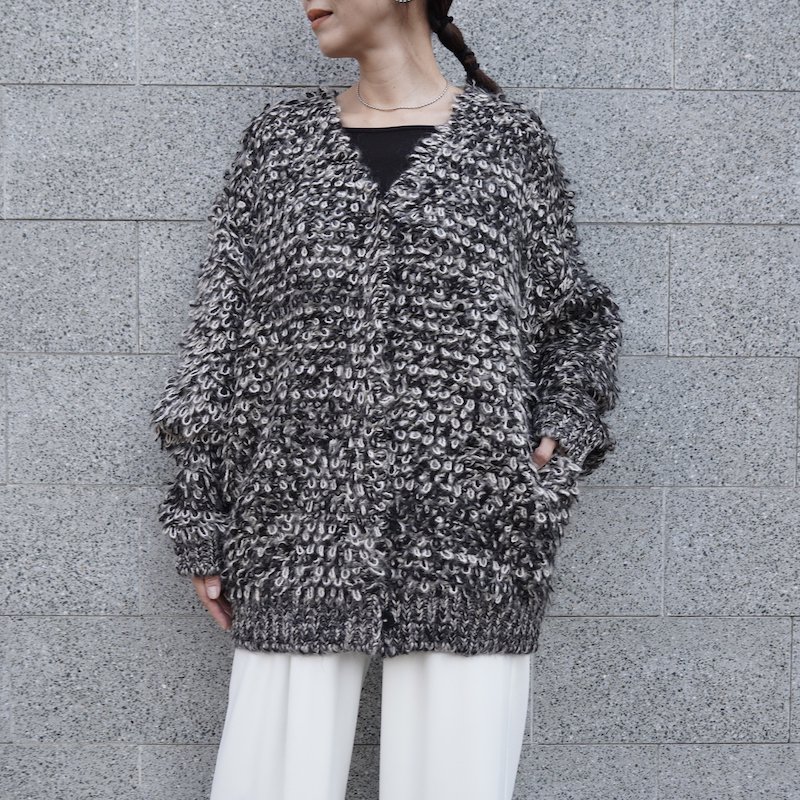 CLANE MIX LOOP MOHAIR KNIT CARDIGAN