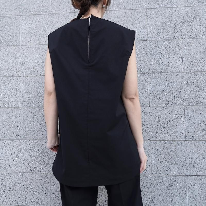 HYKE] ハイク TASLAN TWILL SLEEVELESS TOP (BLACK)
