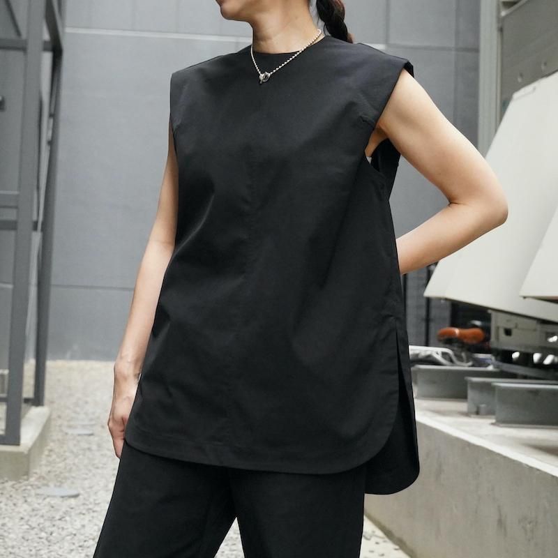 <img class='new_mark_img1' src='https://img.shop-pro.jp/img/new/icons6.gif' style='border:none;display:inline;margin:0px;padding:0px;width:auto;' /> [HYKE] ϥ TASLAN TWILL SLEEVELESS TOP (BLACK)