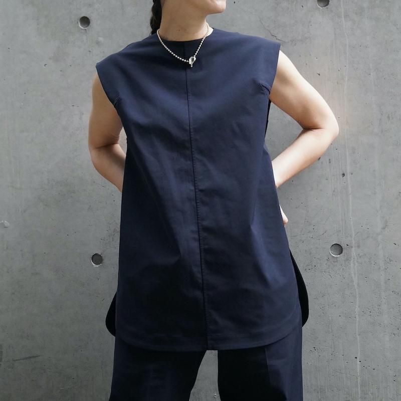 <img class='new_mark_img1' src='https://img.shop-pro.jp/img/new/icons6.gif' style='border:none;display:inline;margin:0px;padding:0px;width:auto;' /> [HYKE] ϥ TASLAN TWILL SLEEVELESS TOP (NAVY)