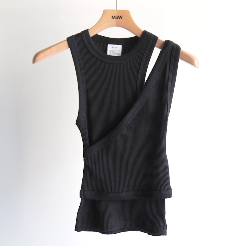 <img class='new_mark_img1' src='https://img.shop-pro.jp/img/new/icons50.gif' style='border:none;display:inline;margin:0px;padding:0px;width:auto;' />[HYKE] ϥ DOUBLE SHOULDER TANK TOP (BLACK)