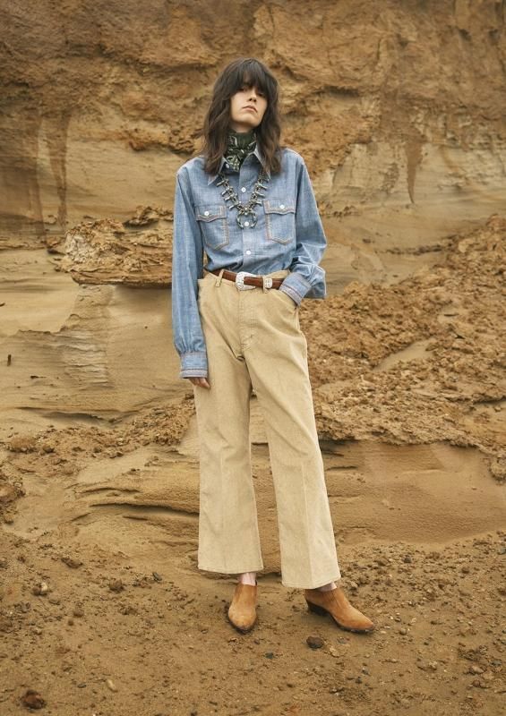 NEEDLES] ニードルズ Work Shirt-Cotton Chambray/India Emb(BLUE)