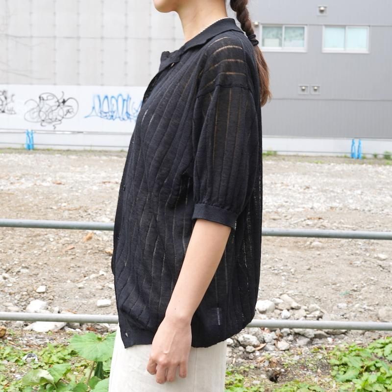 Allege.] アレッジ Line S/S Knit Shirt(Black)