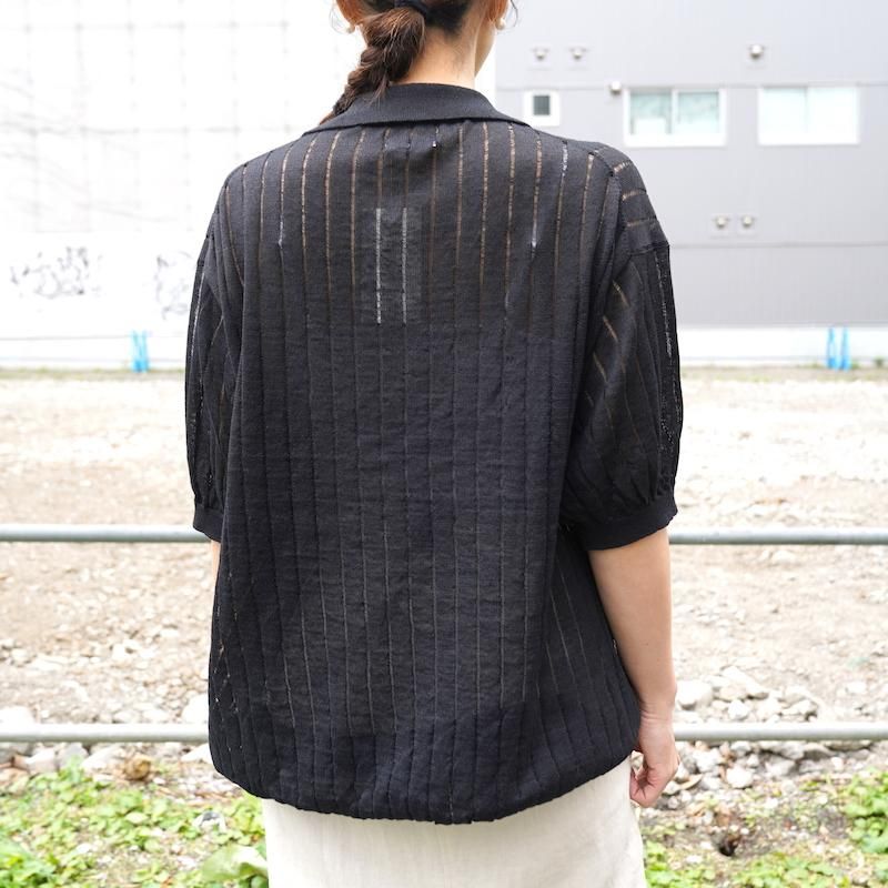トップス Allege. | Linen S/S Knit Shirt | BLACK 3 Allege. | Linen S/S Knit Shirt | BLACK | HOWDAY