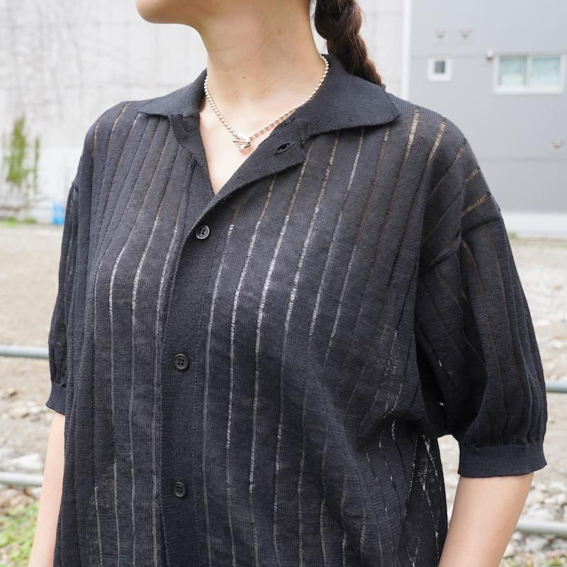 Allege.] アレッジ Line S/S Knit Shirt(Black)