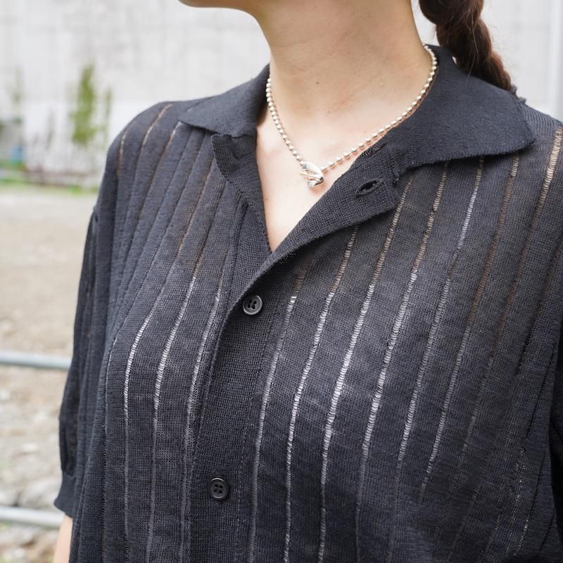 Allege 24SS Linen S/S Knit Shirt ニットシャツ Allege. | Linen S/S Knit Shirt | BLACK | HOWDAY