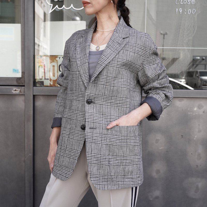 <img class='new_mark_img1' src='https://img.shop-pro.jp/img/new/icons6.gif' style='border:none;display:inline;margin:0px;padding:0px;width:auto;' /> [Allege.] å  Linen Easy Jacket (Check)