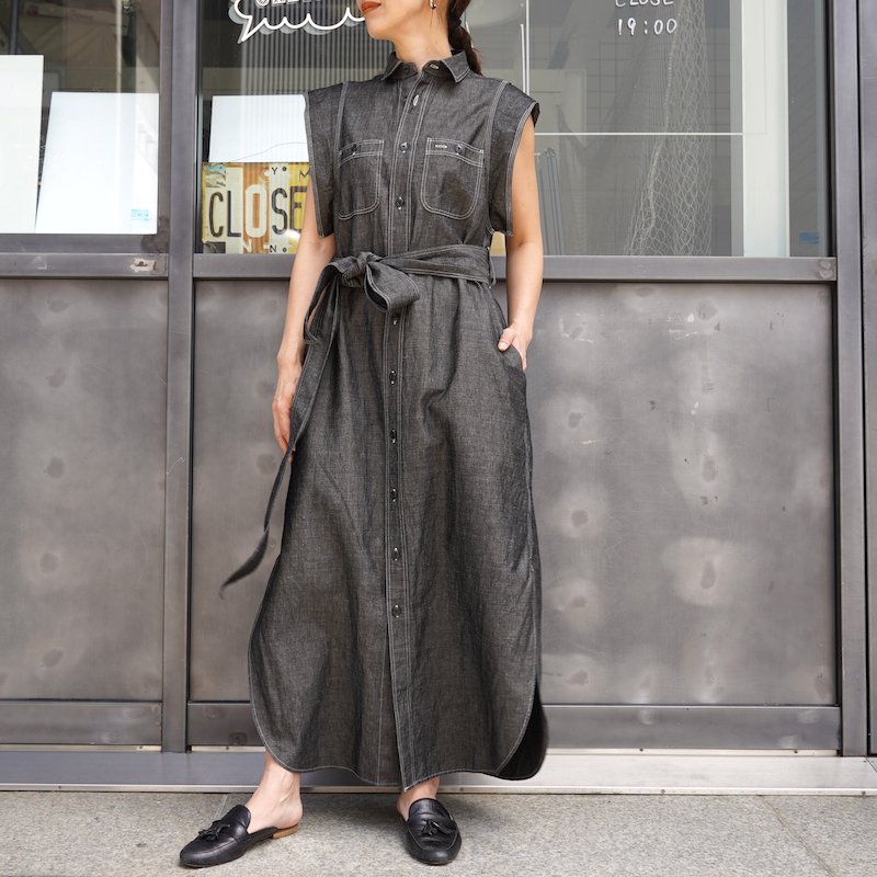 <img class='new_mark_img1' src='https://img.shop-pro.jp/img/new/icons6.gif' style='border:none;display:inline;margin:0px;padding:0px;width:auto;' /> [HYKE] ϥ CHAMBRAY DRESS(ONE WASH/BLACK)