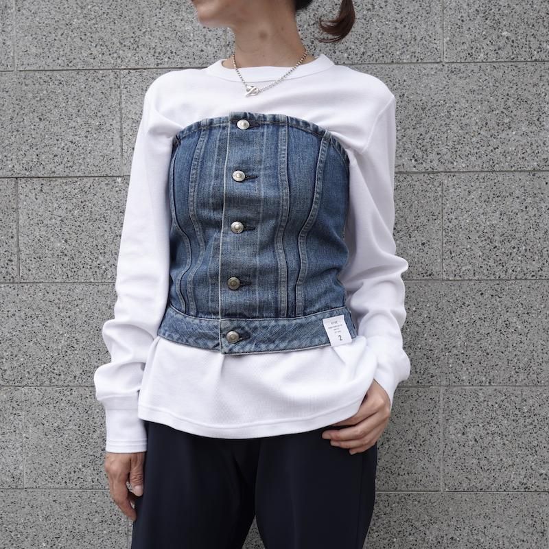 新品　HYKE DENIM STRAPLESS TOP サイズ2 DENIM STRAPLESS TOP-デニムストラップレストップ-HYKE（ハイク