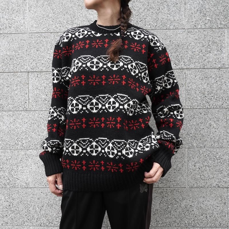 <img class='new_mark_img1' src='https://img.shop-pro.jp/img/new/icons24.gif' style='border:none;display:inline;margin:0px;padding:0px;width:auto;' />[SALE] [NEEDLES] ˡɥ륺 Crew Neck Sweater Nordic(BLACK/RED)