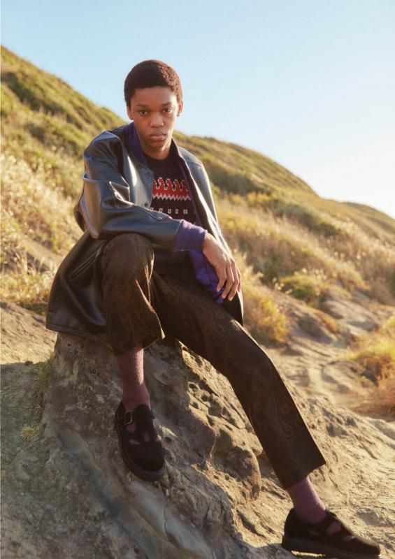 NEEDLES] ニードルズ Crew Neck Sweater - Tirolian(BLACK/RED)