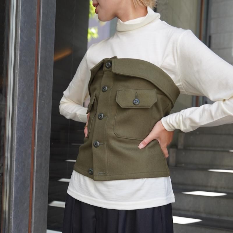 <img class='new_mark_img1' src='https://img.shop-pro.jp/img/new/icons24.gif' style='border:none;display:inline;margin:0px;padding:0px;width:auto;' />[SALE] [HYKE] ϥ WOOL STRAPLESS TOP(OLIVE DRAB)