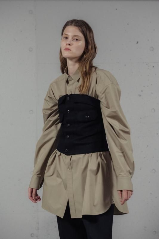 トップス HYKE / WOOL STRAPLESS TOP HYKE] ハイク WOOL STRAPLESS TOP(OLIVE DRAB)