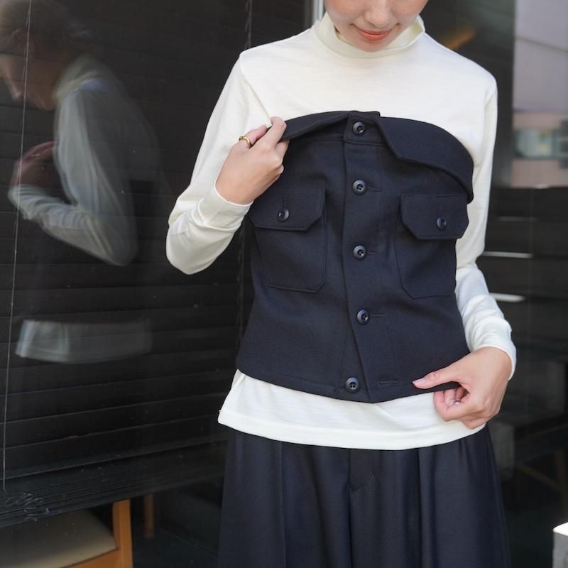 <img class='new_mark_img1' src='https://img.shop-pro.jp/img/new/icons24.gif' style='border:none;display:inline;margin:0px;padding:0px;width:auto;' /> [SALE][HYKE] ϥ WOOL STRAPLESS TOP(BLACK)
