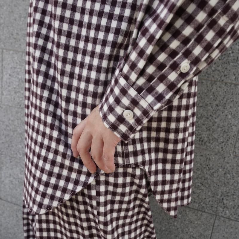 PHEENY] フィーニー Cotton rayon check flannnel shirt(BURGUNDY)