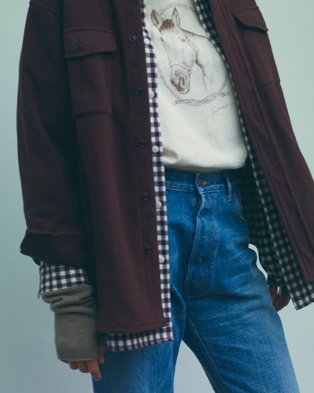 PHEENY] フィーニー Cotton rayon check flannnel shirt(BURGUNDY)