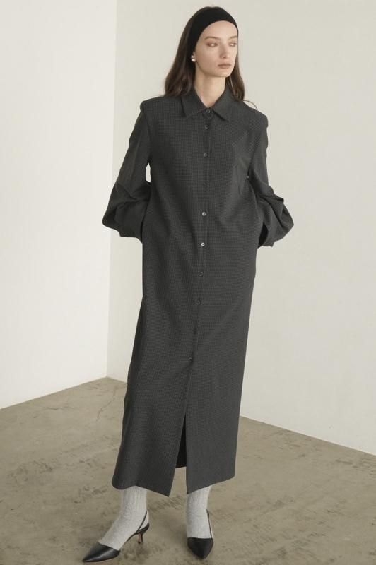 CLANE POWERSHOULDER CHECK SHIRT ONEPIECE