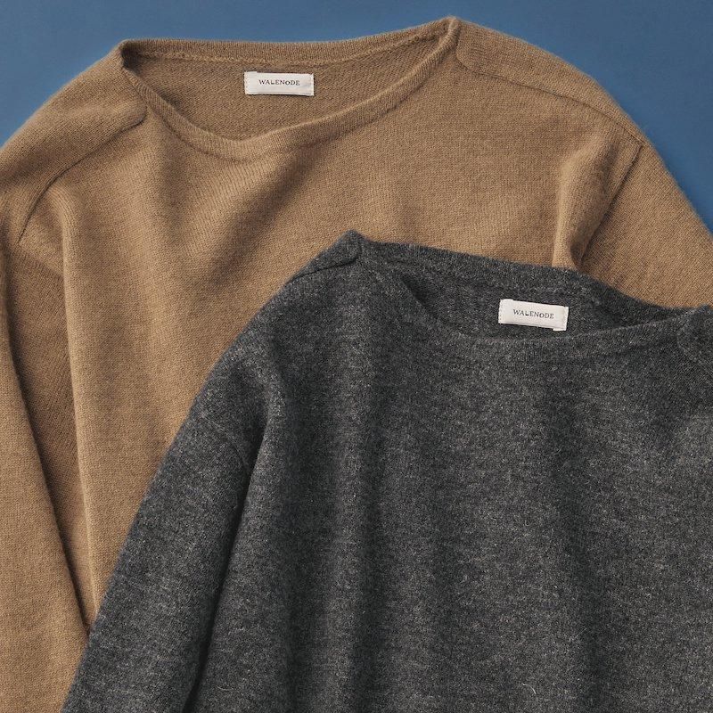 [walenode] Ρ Natural camel Boat neck sweater (ƿ)