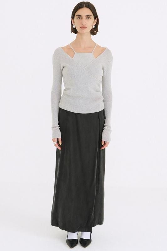 CLANE]CAMISOLE SET CACHECOEUR KNIT TOPS/BLACK(18106-2022