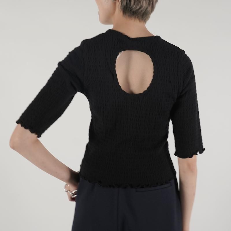 PHEENY] フィーニー Cotton shirring S/S(BLACK)