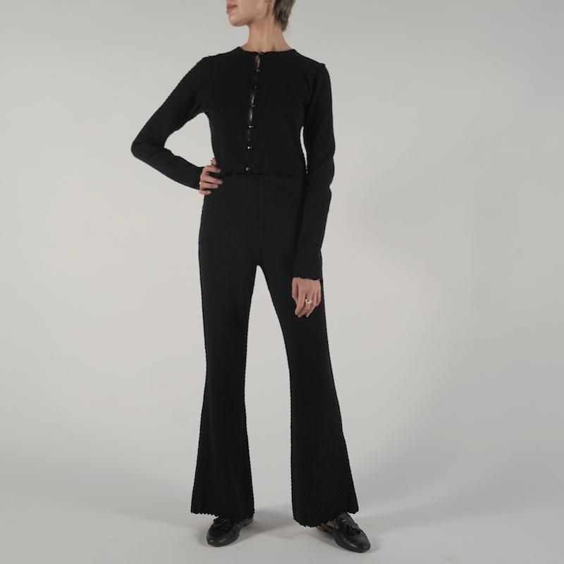 PHEENY] フィーニー Cotton shirring cardigan(BLACK)
