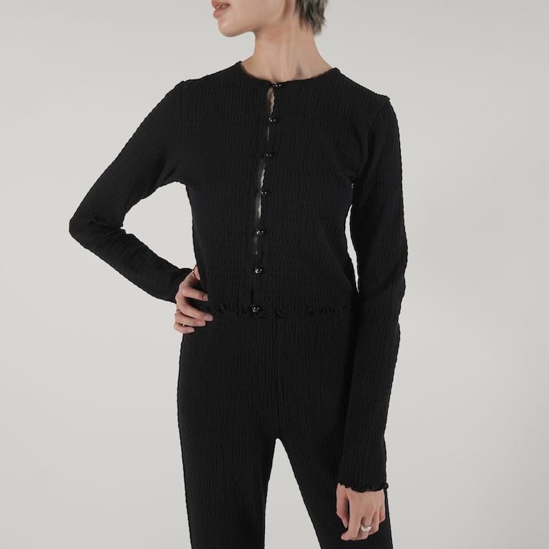 <img class='new_mark_img1' src='https://img.shop-pro.jp/img/new/icons50.gif' style='border:none;display:inline;margin:0px;padding:0px;width:auto;' />[PHEENY] եˡ Cotton shirring cardigan(BLACK)