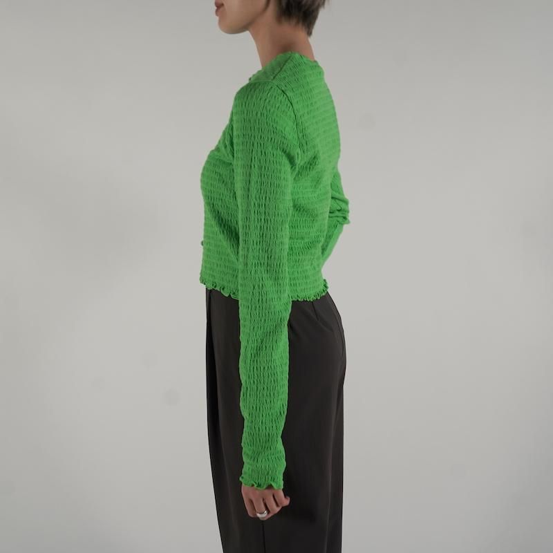 PHEENY] フィーニー Cotton shirring cardigan(GREEN)