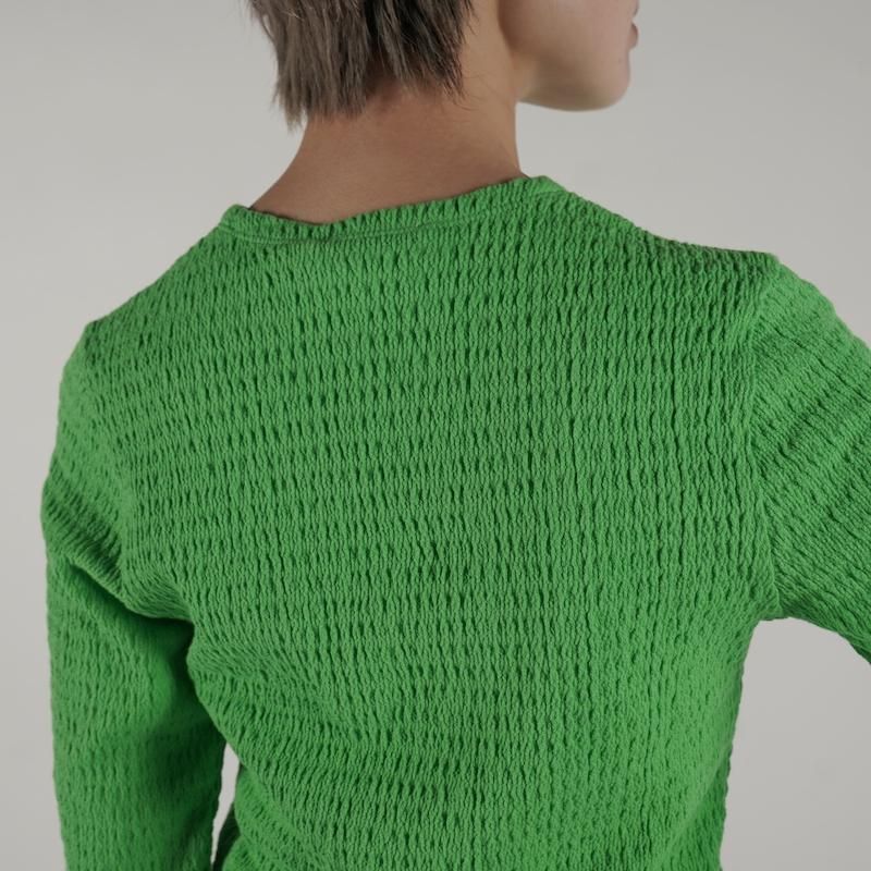 PHEENY] フィーニー Cotton shirring cardigan(GREEN)