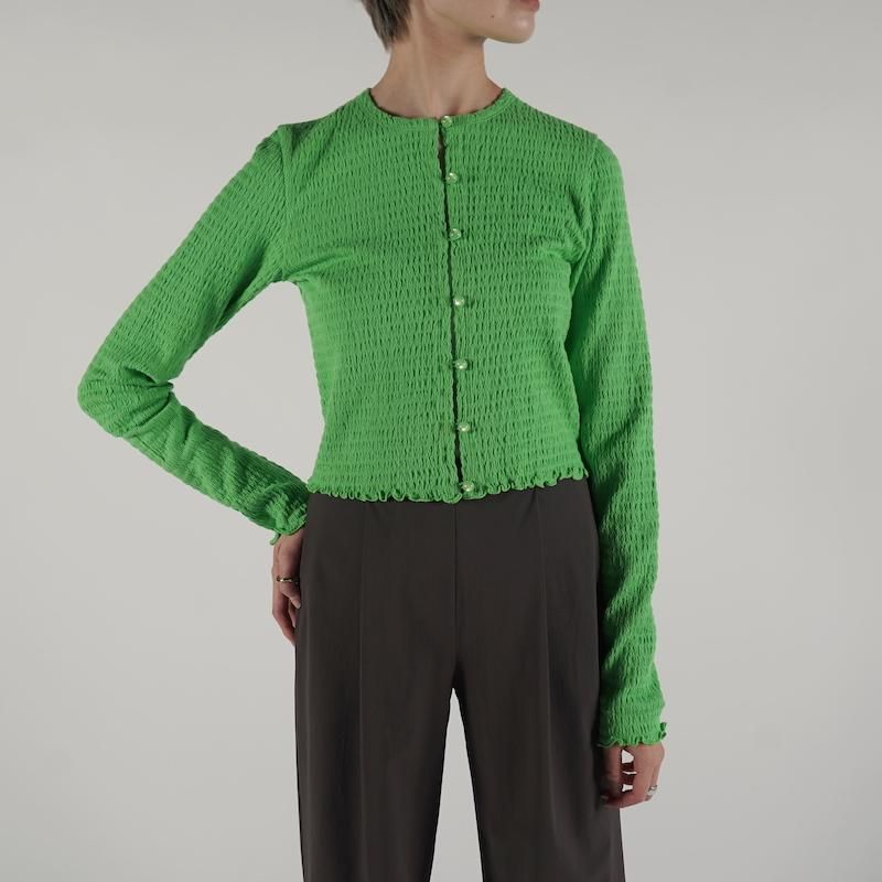 <img class='new_mark_img1' src='https://img.shop-pro.jp/img/new/icons6.gif' style='border:none;display:inline;margin:0px;padding:0px;width:auto;' />[PHEENY] եˡ Cotton shirring cardigan(GREEN)
