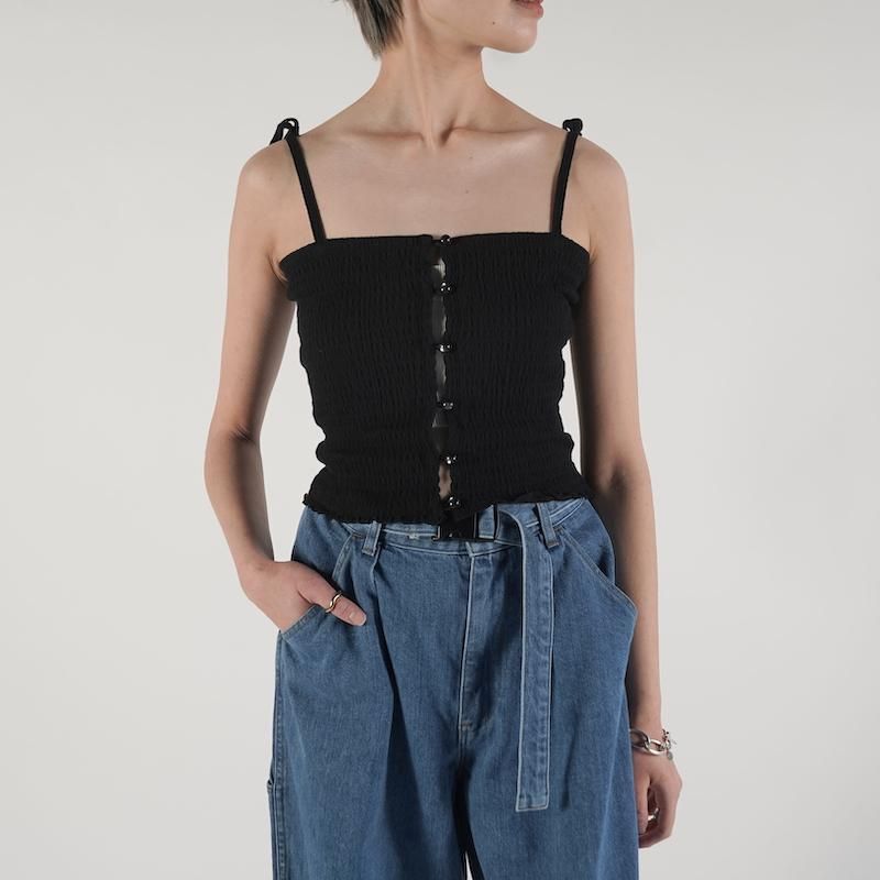 <img class='new_mark_img1' src='https://img.shop-pro.jp/img/new/icons6.gif' style='border:none;display:inline;margin:0px;padding:0px;width:auto;' />[PHEENY] եˡ Cotton shirring camisole(BLACK)