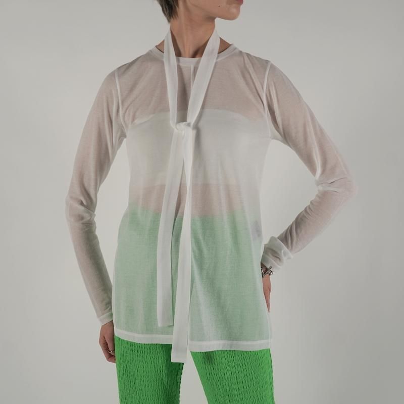 <img class='new_mark_img1' src='https://img.shop-pro.jp/img/new/icons6.gif' style='border:none;display:inline;margin:0px;padding:0px;width:auto;' />[PHEENY] եˡ Cotton nylon sheer L/S with tie(WHITE)
