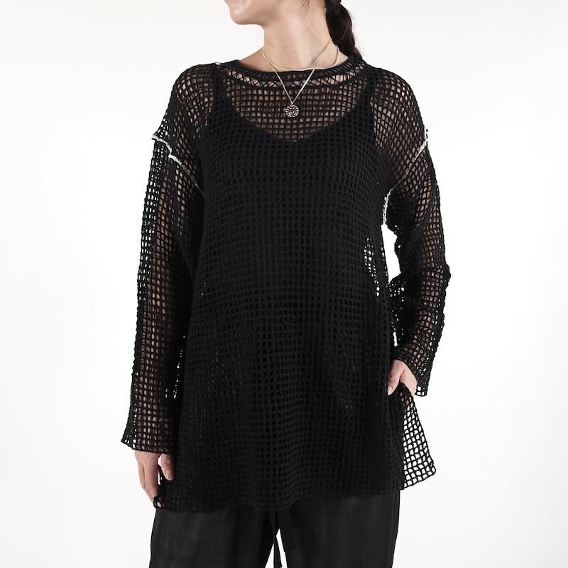 <img class='new_mark_img1' src='https://img.shop-pro.jp/img/new/icons6.gif' style='border:none;display:inline;margin:0px;padding:0px;width:auto;' /> [PONTI] ݥƥ Mesh knitting Pullover (BLACK)