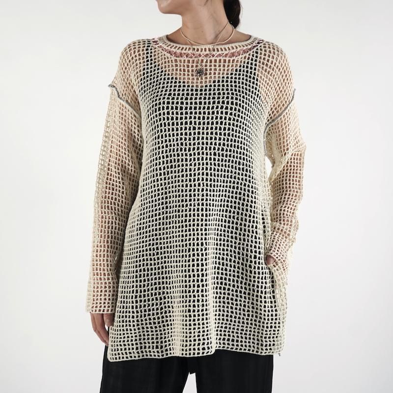 <img class='new_mark_img1' src='https://img.shop-pro.jp/img/new/icons6.gif' style='border:none;display:inline;margin:0px;padding:0px;width:auto;' /> [PONTI] ݥƥ Mesh knitting Pullover (WHITE)