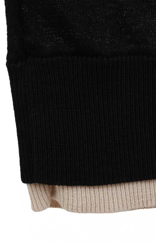 CLANE] クラネ W FACE BICOLOR SHEER CARDIGAN(BLACK)