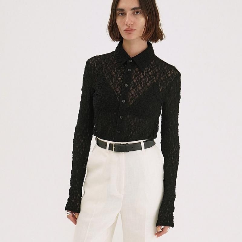 <img class='new_mark_img1' src='https://img.shop-pro.jp/img/new/icons6.gif' style='border:none;display:inline;margin:0px;padding:0px;width:auto;' /> [CLANE]  LADY LACE SHIRT(BLACK)