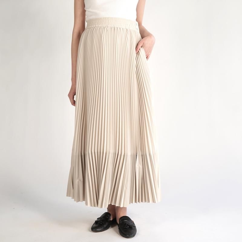 <img class='new_mark_img1' src='https://img.shop-pro.jp/img/new/icons6.gif' style='border:none;display:inline;margin:0px;padding:0px;width:auto;' />[HYKE] ϥ TAFFETA  FAUX LEATHER PLEATED SK(CREAM)