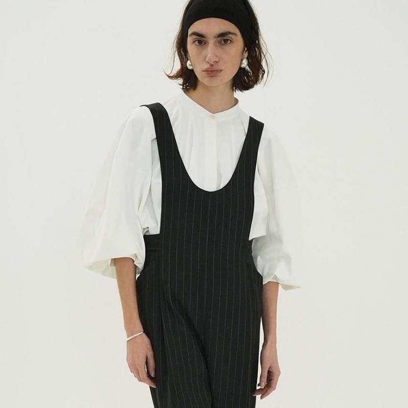 CLANE VOLUME SELEEVE STAND NECK SHIRT