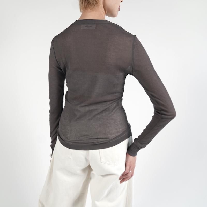 Ernie Palo] アーニーパロ Sheer Rib Vneck Cardigan(WHITE)