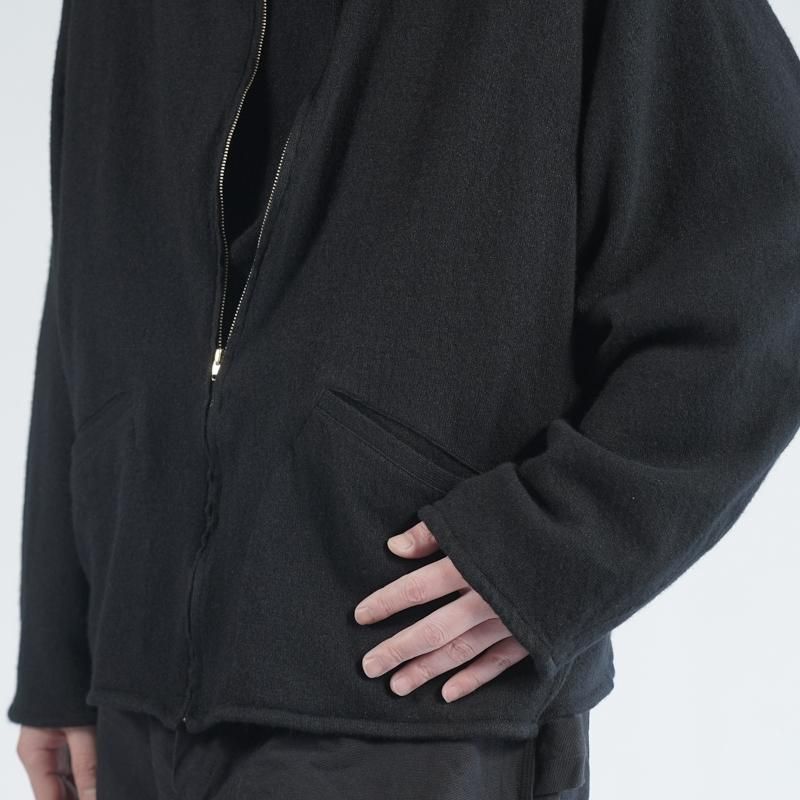 COMOLI] コモリ ウール和紙 ジップショートジャケット (BLACK