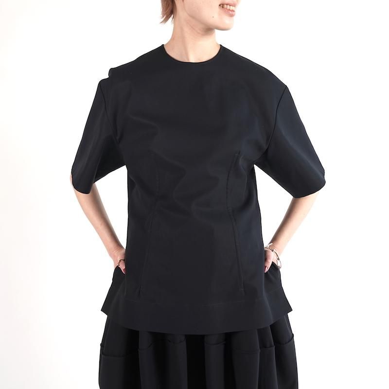 <img class='new_mark_img1' src='https://img.shop-pro.jp/img/new/icons6.gif' style='border:none;display:inline;margin:0px;padding:0px;width:auto;' /> [BOWTE] ХFINX COTTON DOUBLE CLOTH ORGAN T-BLOUSE (DARK NVY)