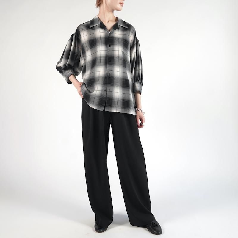 HYKE] ハイク T/W OMBRE CHECK BALLOON SLEEVE BLOUSE(BLACK)
