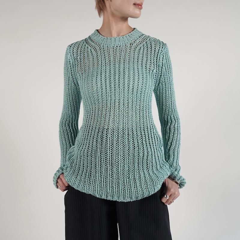 <img class='new_mark_img1' src='https://img.shop-pro.jp/img/new/icons6.gif' style='border:none;display:inline;margin:0px;padding:0px;width:auto;' /> [Ernie Palo] ˡѥ Back Slit Mesh Knit(SAX)