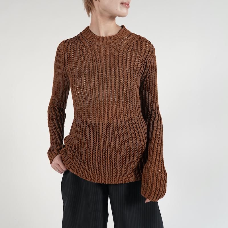 <img class='new_mark_img1' src='https://img.shop-pro.jp/img/new/icons6.gif' style='border:none;display:inline;margin:0px;padding:0px;width:auto;' /> [Ernie Palo] ˡѥ Back Slit Mesh Knit(BRW)