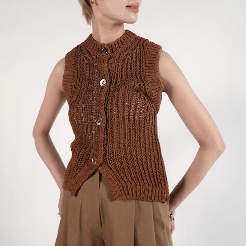 <img class='new_mark_img1' src='https://img.shop-pro.jp/img/new/icons6.gif' style='border:none;display:inline;margin:0px;padding:0px;width:auto;' /> [Ernie Palo] ˡѥ Mesh Knit Vest(BRW)