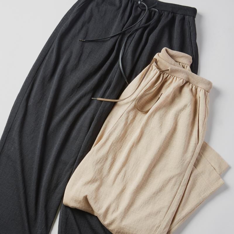 <img class='new_mark_img1' src='https://img.shop-pro.jp/img/new/icons50.gif' style='border:none;display:inline;margin:0px;padding:0px;width:auto;' />[walenode] Ρ Extreme narrow linen Slacks (Black)