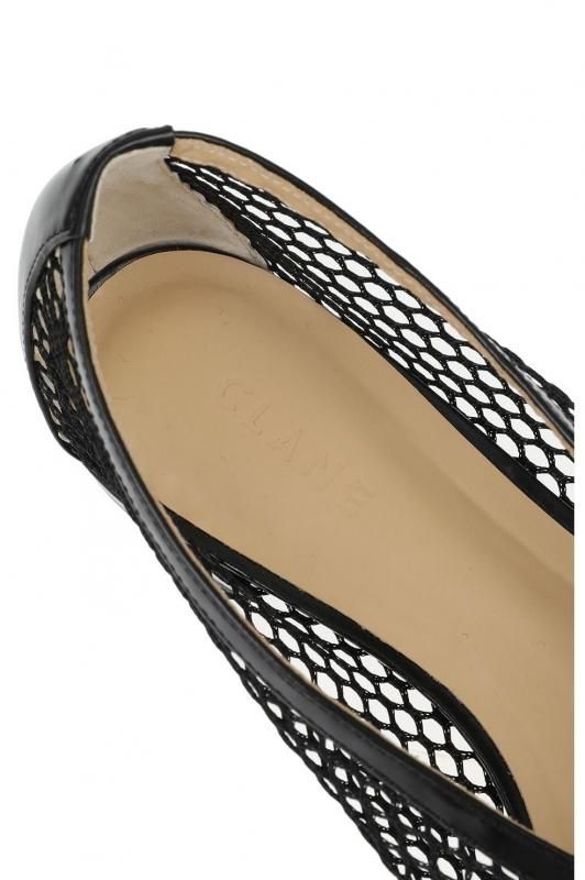 CLANE] クラネ MESH OBLIQUE TOE FLAT SHOES(BLACK)