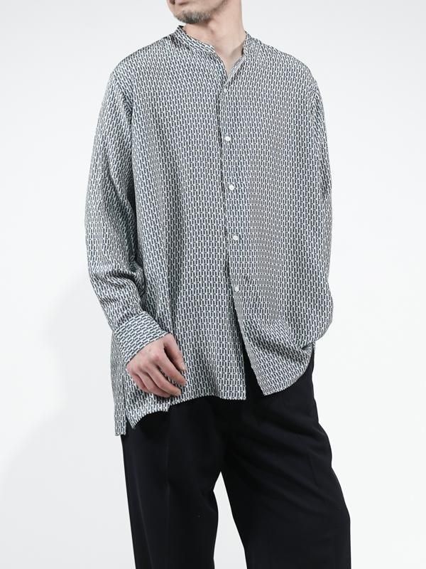 HEUGN（ユーゲン）MORISS コットンプリントバンドカラーシャツ