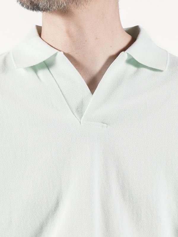 Graphpaper - Cotton Pique Jersey S/S Skipper Polo / PALE