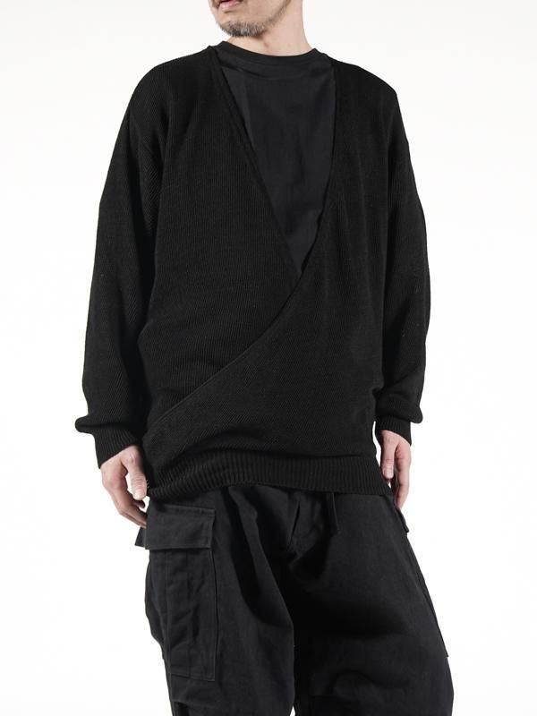 【25SS】COMOLI 7G ニットカシュクール プルオーバー BLACK COMOLI] コモリ 7G ニットカシュクール プルオーバー | INS