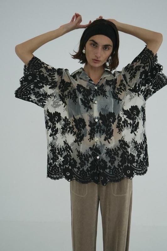 CLANE SHEER FROWER LACE SHIRT